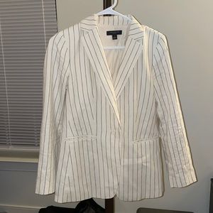 Cream and Blue Pinstripe Blazer